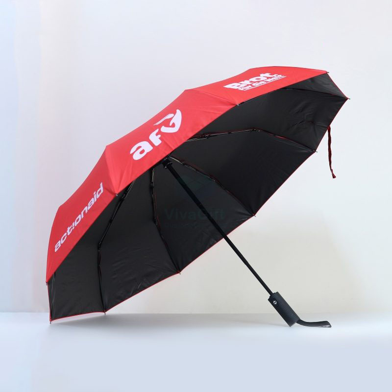 Ô Dù Gấp 3 Tự Động 2 Chiều 10 Kèo R=58cm Cán Vân Sọc D057-1