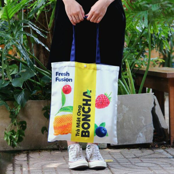 Túi Canvas Có Nút Bấm Nhựa In Logo Boncha TVC012-1